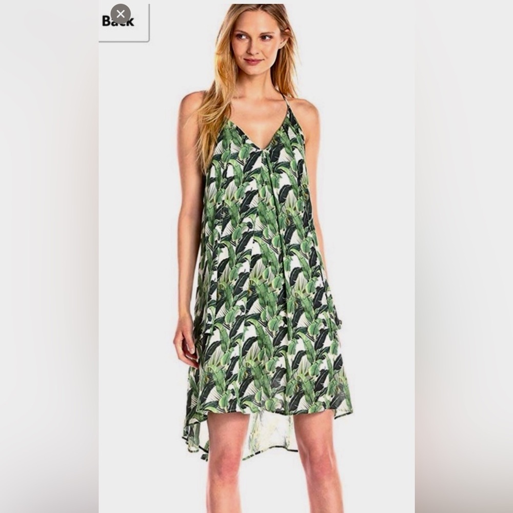 Rebecca Minkoff Tropical Green Leaf Print Dress 100% silk NWT size S